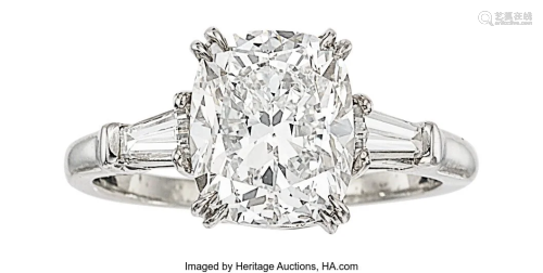 55135: Diamond, Platinum Ring Stones: Cushion-shaped