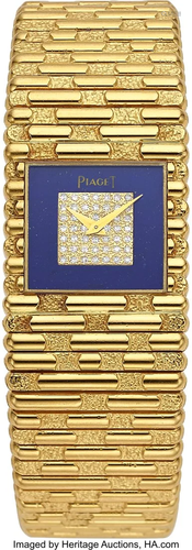 55136: Piaget Diamond, Lapis Lazuli, Gold Watch Case: