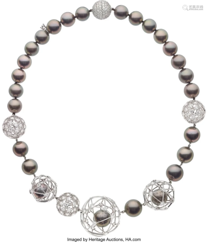 55140: Mikimoto South Sea Cultured Pearl, Diamond, Whi