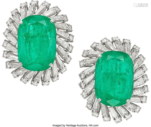 55149: Colombian Emerald, Diamond, Platinum Convertibl