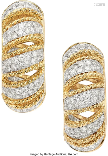 55153: Diamond, Gold Earrings Stones: Full-cut diamon