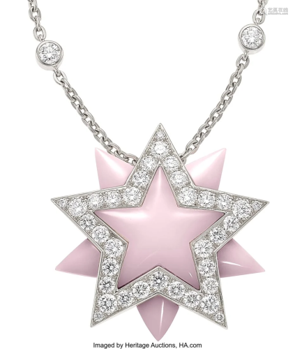 55162: Tiffany & Co. Pink Opal, Diamond, Platinum Neck