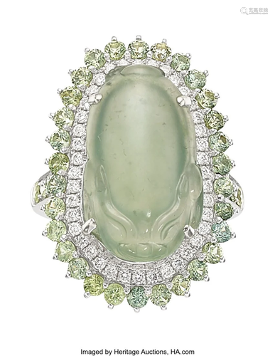 55174: Jadeite Jade, Diamond, Green Sapphire, White Go