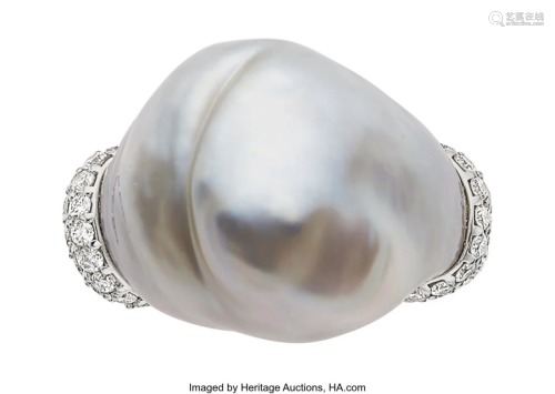 55179: Mikimoto South Sea Cultured Pearl, Diamond, Whi
