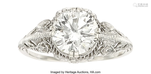 55194: Art Deco Diamond, White Gold Ring Stones: Roun
