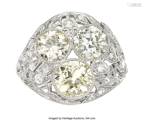 55195: Art Deco Diamond, Platinum Ring Stones: Europe