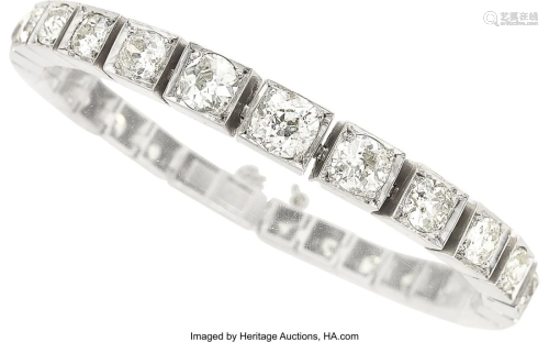 55197: Art Deco Diamond, White Gold Bracelet, French