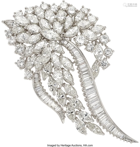 55210: Diamond, Platinum Pendant-Brooch Stones: Marqu