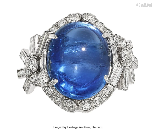55211: Burma Sapphire, Diamond, Platinum Ring, circa 19