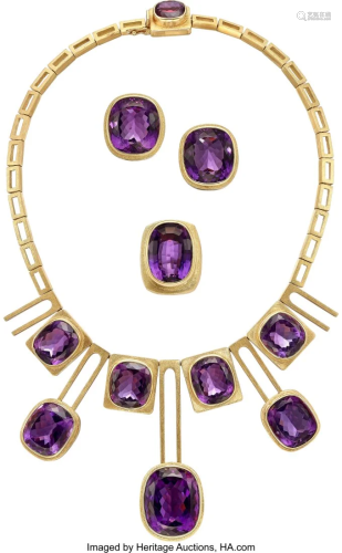 55213: Burle Marx Amethyst, Gold Jewelry Suite Stones: