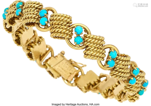 55233: Van Cleef & Arpels Turquoise, Gold Bracelet, Fre