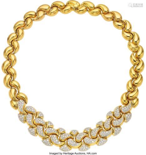 55246: Diamond, Gold Necklace Stones: Full-cut diamon