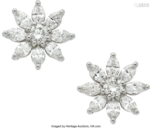 55249: Diamond, Platinum Earrings Stones: Marquise an