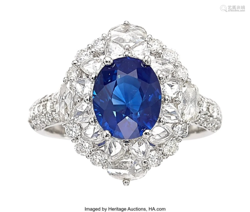 55251: Sapphire, Diamond, White Gold Ring Stones: Ova
