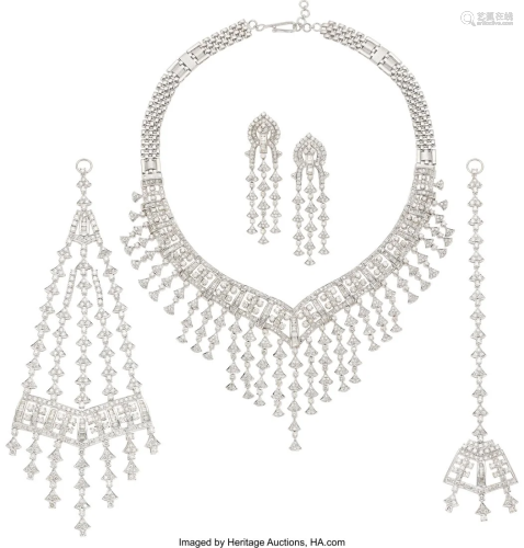 55271: Diamond, White Gold Jewelry Suite Stones: Full