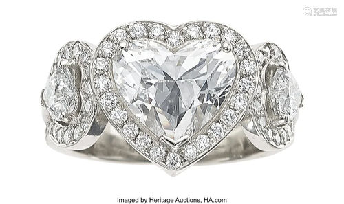 55273: Diamond, Platinum Ring Stones: Heart-shaped di