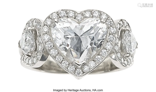 55273: Diamond, Platinum Ring Stones: Heart-shaped di