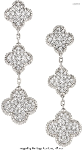 55280: Van Cleef & Arpels Diamond, White Gold Earrings,