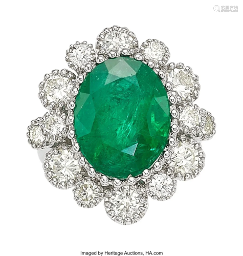 55289: Emerald, Diamond, White Gold Ring Stones: Oval