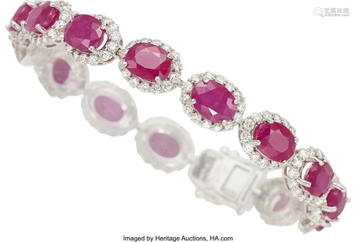 55290: Ruby, Diamond, White Gold Bracelet Stones: Ova