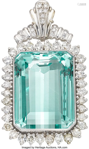 55299: Aquamarine, Diamond, Platinum, White Gold Enhan