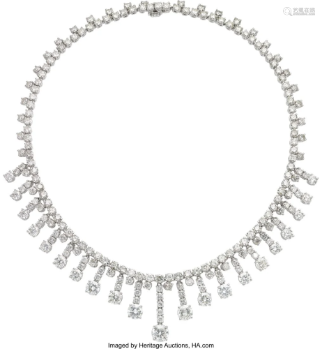 55302: Diamond, Platinum Necklace Stones: Round brilli