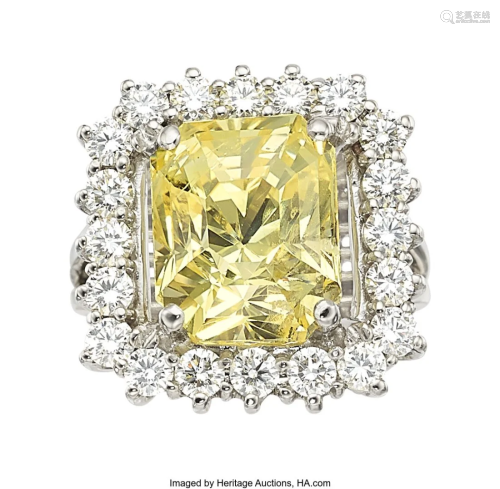 55315: Ceylon Yellow Sapphire, Diamond, White Gold Ring