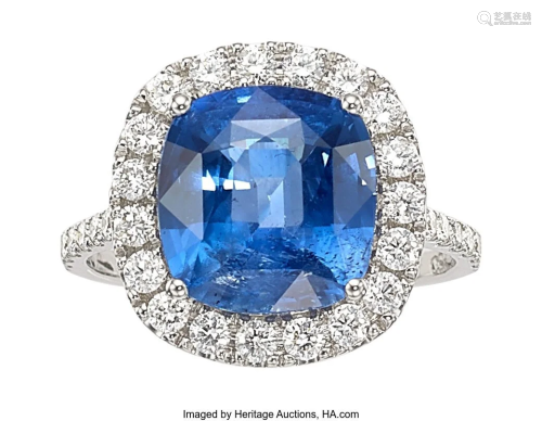 55320: Ceylon Sapphire, Diamond, White Gold Ring Ston