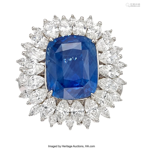 55328: Ceylon Sapphire, Diamond, White Gold Ring-Dant