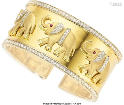 55343: Giovanni Diamond, Ruby, Gold Bracelet Stones: