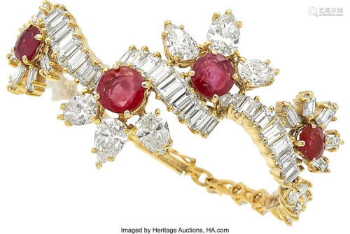 55350: Diamond, Ruby, Gold-Plated Platinum Bracelet S