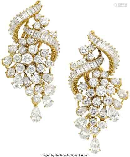 55355: Diamond, Gold-Plated Platinum Earrings Stones: