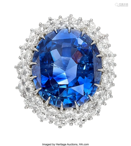 55361: Ceylon Sapphire, Diamond, Platinum Ring Stones
