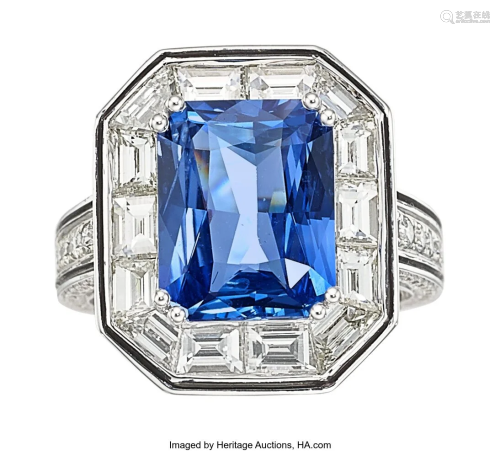 55364: Ceylon Sapphire, Diamond, Enamel, White Gold Rin