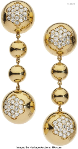 55369: Diamond, Gold Earrings Stones: Full-cut diamon