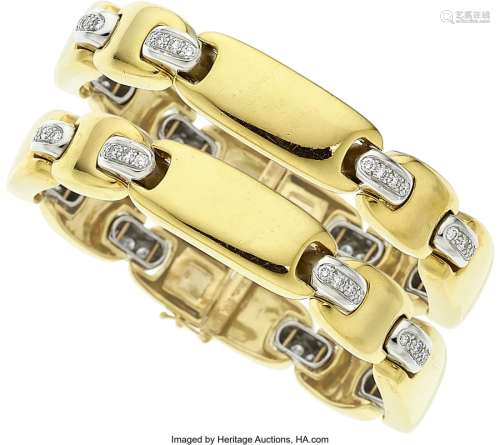 55370: Marlene Stowe Diamond, Platinum, Gold Bracelets