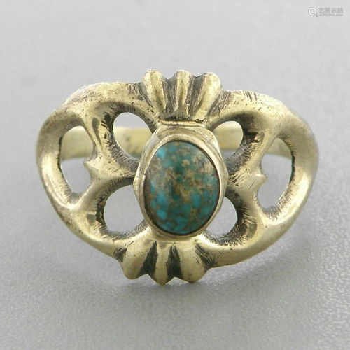 VINTAGE SOUTHWESTERN STERLING SILVER TURQUOISE RING 9