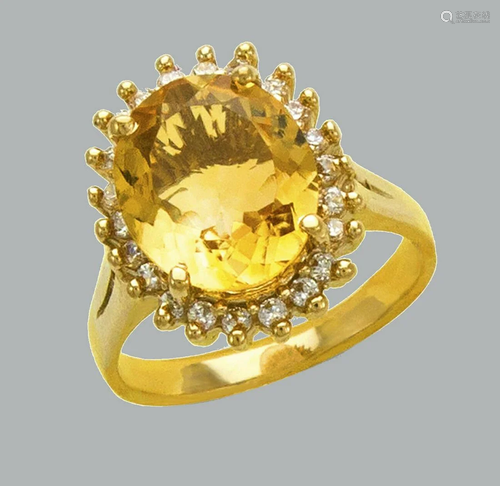 NEW 14K YELLOW GOLD LADIES CZ COCKTAIL OVAL HALO RING