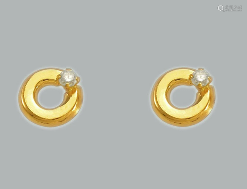 NEW 14K YELLOW GOLD STUD CZ EARRINGS SCREW BACK CIRCLE