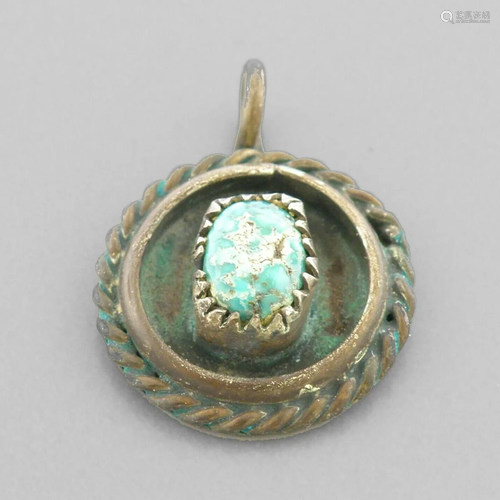 VINTAGE NAVAJO STERLING SILVER TURQUOISE PENDANT