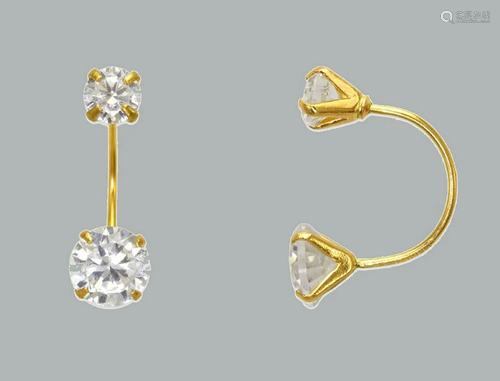 NEW 14K YELLOW GOLD TELEPHONE CZ STUD EARRINGS