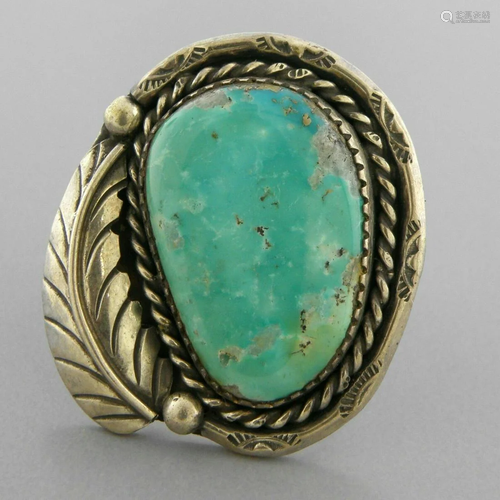 VINTAGE BEAUTIFUL NAVAJO SILVER ROYSTON TURQUOISE RING