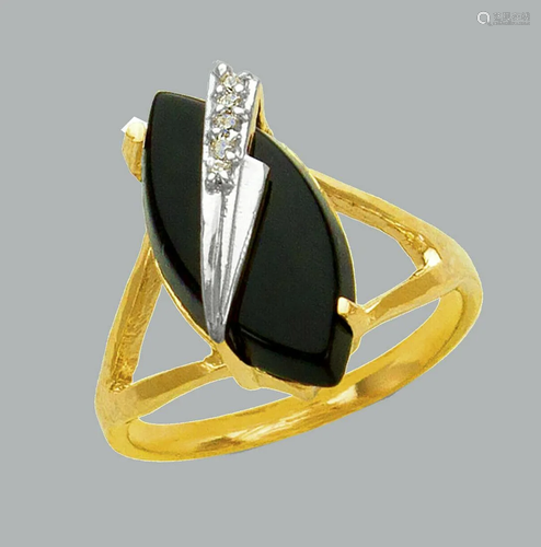 NEW 14K YELLOW GOLD LADIES CZ COCKTAIL RING ONYX