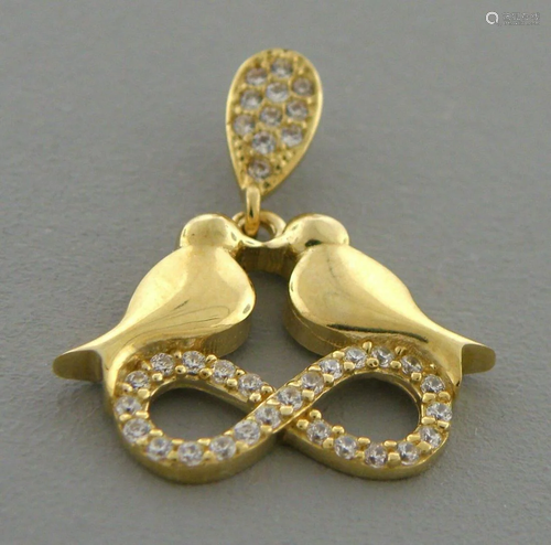 NEW 14K YELLOW GOLD LADIES FANCY INFINITY DOVES CZ