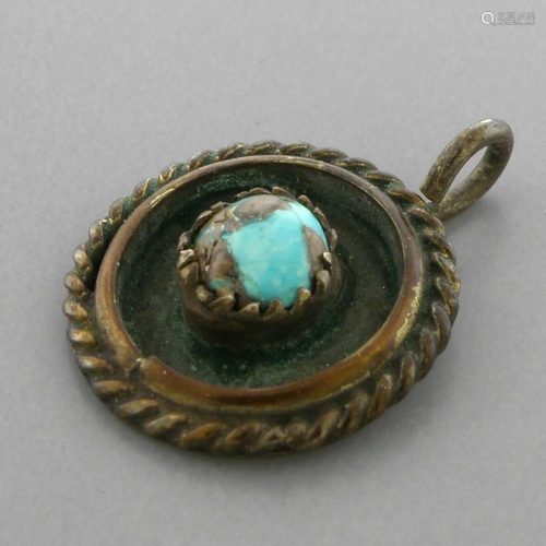 VINTAGE NAVAJO STERLING SILVER TURQUOISE PENDANT