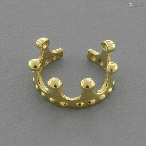 NEW 14K YELLOW GOLD CUFF EARRING TIARA CROWN