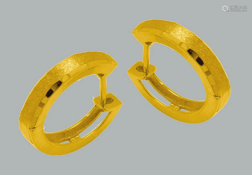 NEW 14K YELLOW GOLD HUGGIE HOOP EARRINGS SATIN FINISH