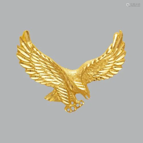 NEW 14K YELLOW GOLD FANCY LARGE EAGLE PENDANT