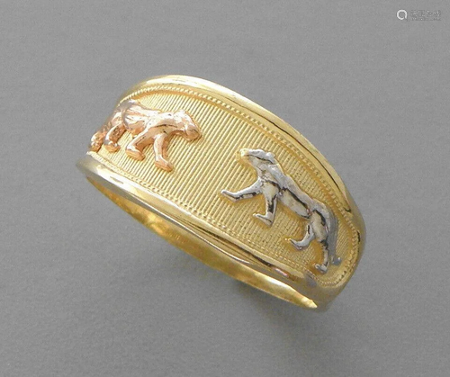 NEW 14K TRI COLOR GOLD LADIES RING PANTHER