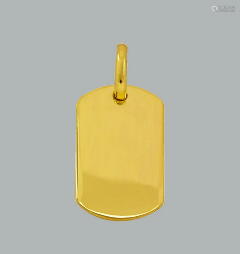 NEW 14K YELLOW GOLD DOG TAG PENDANT UNISEX POLISHED